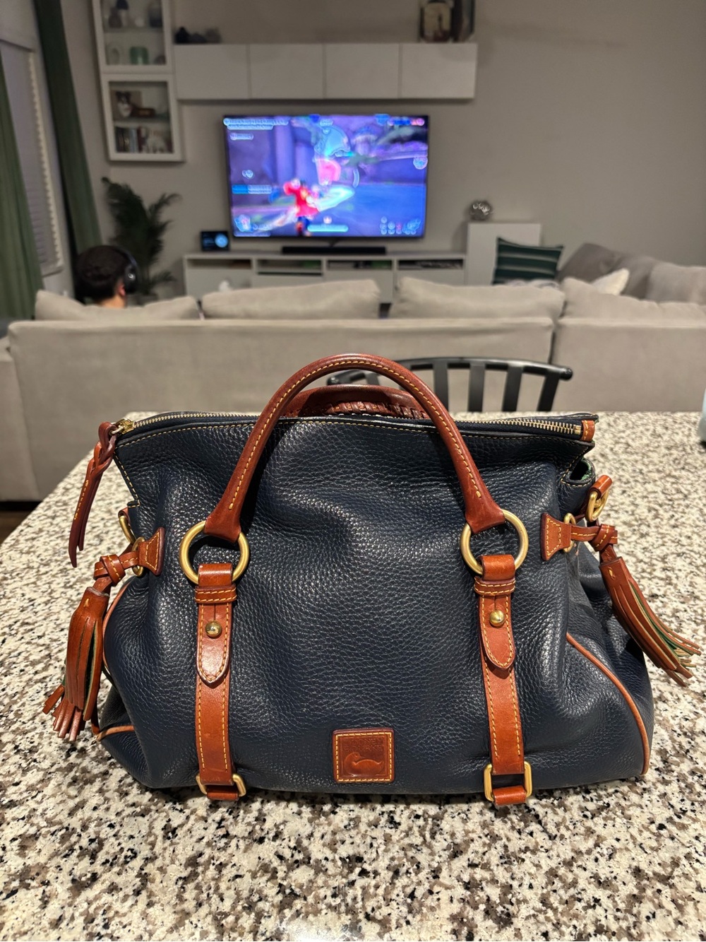 ❌ SOLD ❌ Dooney & Bourke Pebble Grain Stanwich Satchel | Navy Blue | Large